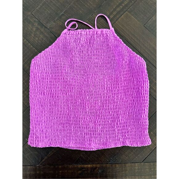 A New Day Purple Crinkle Stretch Apron Tank With Adjustable Straps Size Medium - Picture 2 of 3
